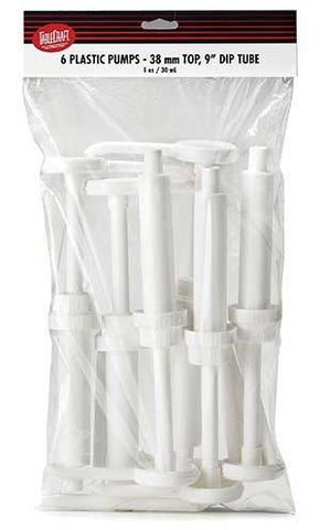 Tablecraft 1 Ounce Economy Pump with 38 mm Adapter Cap - 6 count per pack -- 1 pack per case.
