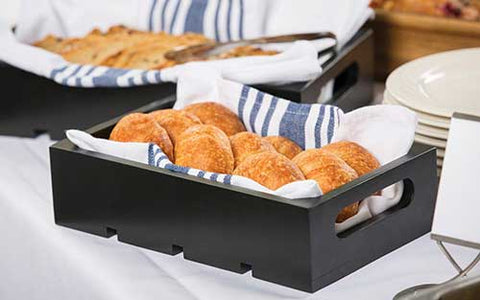 Tablecraft Black Painted Wood Half Size Gastro Serving and Display Crate, 12.75 x 10.375 x 4.25 inch