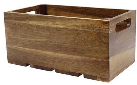 Tablecraft Acacia Wood Third Size Gastro Serving and Display Crate, 12.75 x 6.875 x 6.25 inch