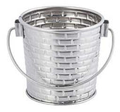 Tablecraft Stainless Steel with Embossed Brick Pattern Round Pail with Handle, 3.125 x 3.125 x 3.25 inch