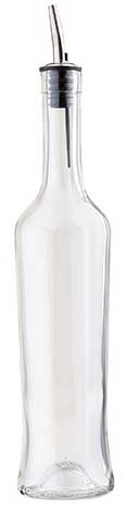Tablecraft Clear Sottile Glass Bottle with Pourer, 17 Ounce -- 12 per case.