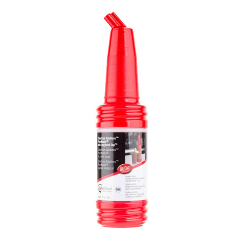 Tablecraft PourMaster Saferfood Solutions Red Bottle with Long Neck Top, 1 Quart -- 12 per case