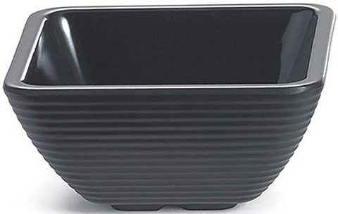 Tablecraft Melamine Black Square Ribbed Ramekin, 4 Ounce -- 12 per case.