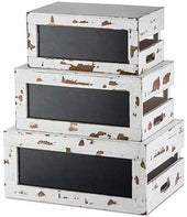 Tablecraft Rustic Risers White Distressed Wood Crate Set with Chalkboard -- 1 set