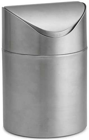 Tablecraft Brushed Stainless Steel Mini Waste Basket, 4¾ x 4¾ x 7 inch