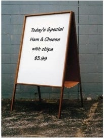 American Metalcraft Mahogany Rubber Wood Medium Sandwich Board, 21 1/2 x 2 1/4 x 33 1/2 inch.