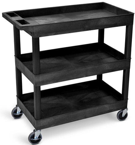 Luxor Black Three 32 x 18 inch Tub Shelves Cart