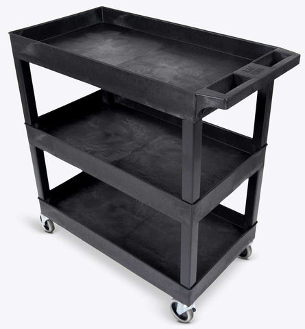 Luxor Black Three 32 x 18 inch Tub Shelves Cart