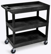 Luxor Black Three 32 x 18 inch Tub Shelves Cart