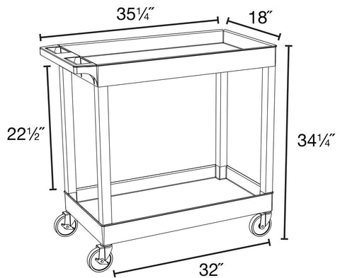 Luxor Gray Two 32 x 18 inch Tub Shelves Cart
