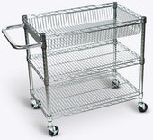 Luxor Silver Large Wire Tub Cart with Three Shelves, 30 x 18 x 30 inch Height