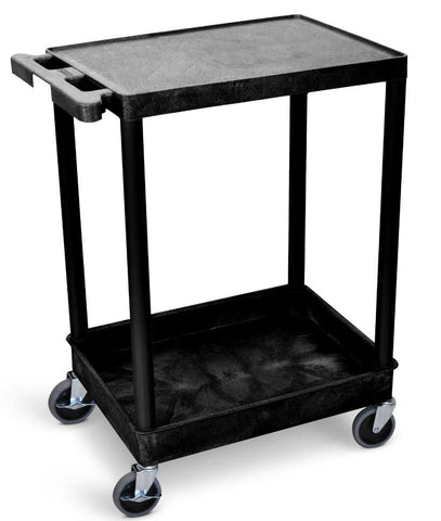 Luxor Black Flat-Top and Tub-Bottom Shelf Cart, 24 x 18 x 35.75 inch Height