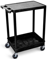 Luxor Black Flat-Top and Tub-Bottom Shelf Cart, 24 x 18 x 35.75 inch Height