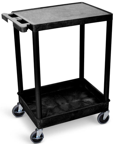 Luxor Black Flat-Top and Tub-Bottom Shelf Cart, 24 x 18 x 35.75 inch Height