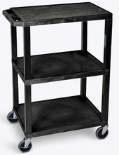 Luxor Black Three Shelves Tuffy Utility Cart, 24 x 18 x 34 inch Height