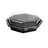 Creative Carryouts® CONTAINER PLASTIC CARRYOUT HINGED LID BLACK BASE/CLEAR LID 7.5