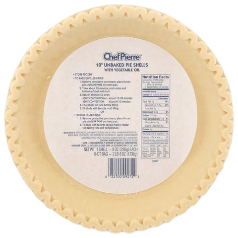 Chef Pierre PIE SHELL VEGETABLE SHORTENING UNBAKED 10