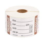 DateIt™ LABEL TRILINGUAL ITEM/DATE/USE BY REMOVABLE BROWN THURSDAY 2X3