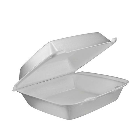 Dart Performer Expanded Polystyrene Foam White Medium Single Compartment Insulated Hinged Lid Container, 8.4 x 7.9 x 3.3 inch -- 200 per case