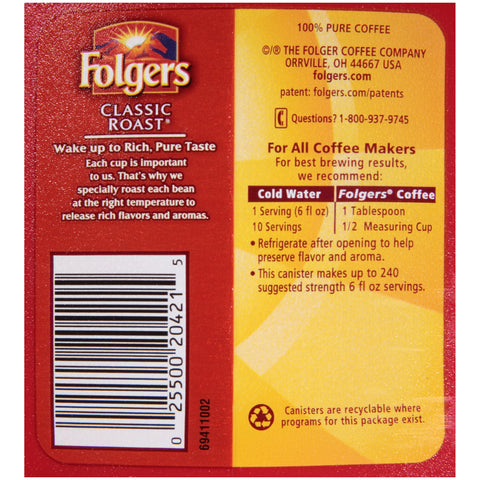 Folgers® COFFEE GROUND CLASSIC ROAST CAN