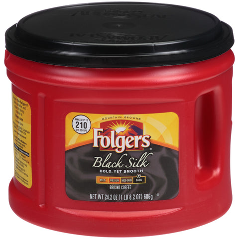Folgers® COFFEE CAFFEINATED GROUND BLACK SILK CANISTER