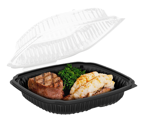 Container Plastic 1-compartment Base/1-comp Lid Cl9101 Hinged Clamshell 10.5x9.5