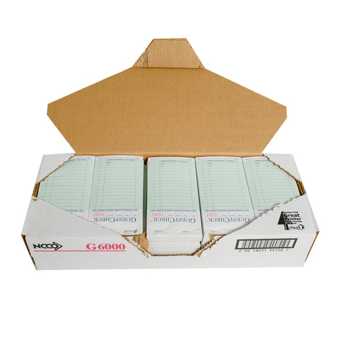 National Checking Rectangular Medium Carbon Green 16 Lines Two-Part Guest Check, 6.75 x 3.5 inch -- 2500 per case
