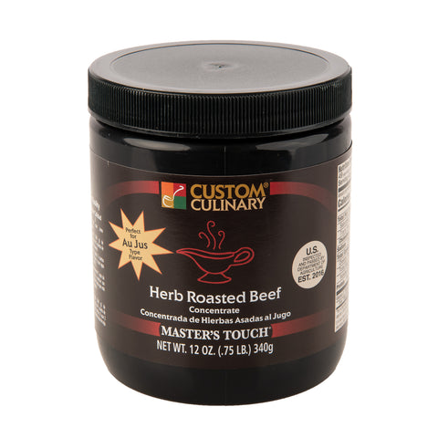 Custom Culinary Masters Touch Roasted Beef Flavor Concentrate Herb Roasted Au Jus, 12 Ounce -- 6 per case.