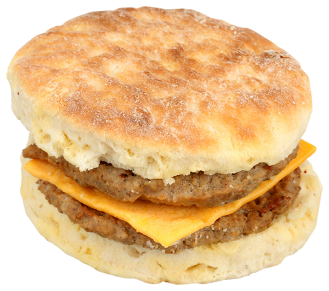Advance Pierre Pierre Double Sausage Biscuit with Cheese, 7.1 Ounce -- 12 per case.