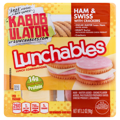 Kraft Oscar Mayer Lunchable Ham and Swiss Cheese, 4.5 Ounce -- 16 per case.