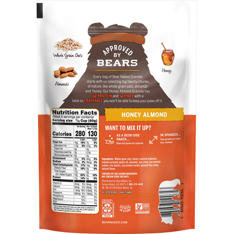 Bear Naked Honey Almond Protein Cereal, 11.2 Ounce Bag -- 6 per case.