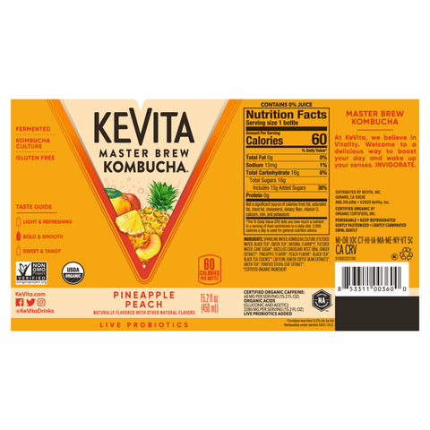 Drink Kombucha Pineapple Peach Glass