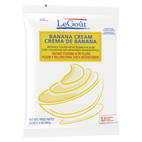 LeGout Banana Cream Instant Pudding and Pie Filling, 24 ounce -- 12 per case