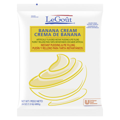 LeGout Banana Cream Instant Pudding and Pie Filling, 24 ounce -- 12 per case