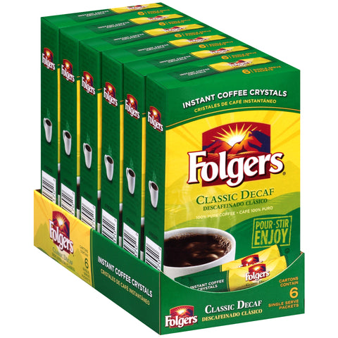 Folgers Decaffeinated Instant Coffee, 0.42 Ounce -- 12 per case.
