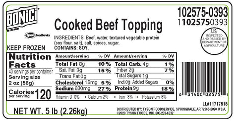 Beef Topping Fully Cooked 102575-0393