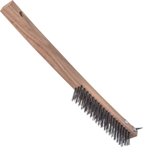 Brush W/ Scraper & 3x19 Rows Of Carbon Steel Bristles 13.75