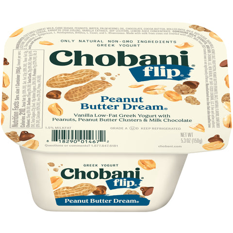 Chobani Flip Peanut Butter Dream Greek Yogurt, 5.3 Ounce -- 12 per case.