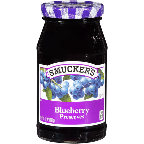 Smuckers Blueberry Preserves, 12 Ounce -- 12 per case.