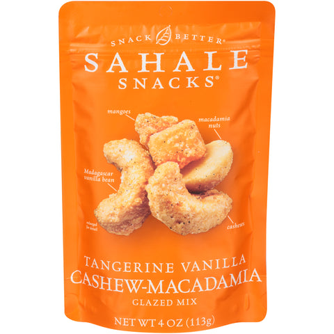Sahale Tangerine Vanilla Cashew and Macadamia Nuts Glazed Mix, 4 Ounce -- 6 per case.