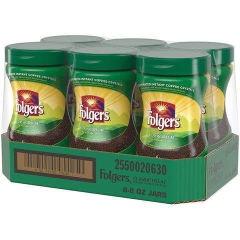 Folgers Classic Decaffeinated Instant Coffee, 8 Ounce -- 6 per case.