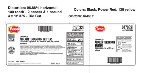 Tyson® CHICKEN TENDERLOIN FRITTER BREADED CLASSIC LIGHT PEPPER RAW 2.29 OZ 10170320928