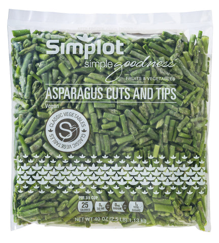 Simplot Cut and Tip Asparagus, 40 oz. package -- 6 packages per case.
