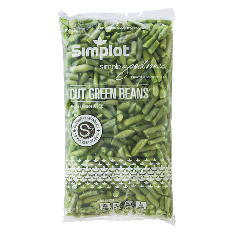 Simplot Regular Cut Green Beans - 32 oz. package, 12 packages per case