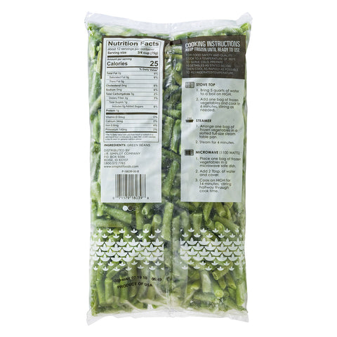 Simplot Regular Cut Green Beans - 32 oz. package, 12 packages per case