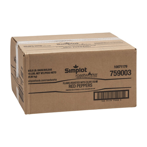 Simplot Roast Works Flame Roasted Red Pepper, 2.5 lb. package, 6 packages per case.
