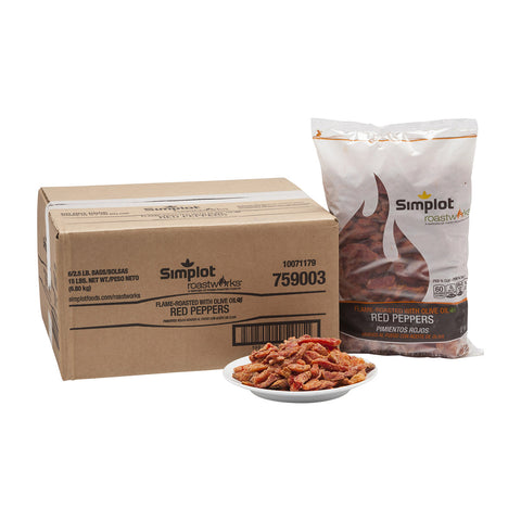 Simplot Roast Works Flame Roasted Red Pepper, 2.5 lb. package, 6 packages per case.