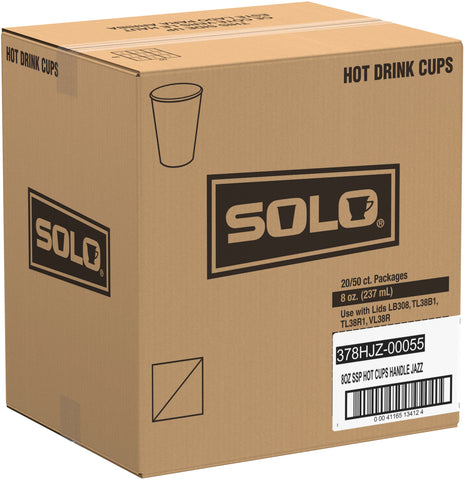 Solo Jazz® CUP PAPER HOT w/ HANDLE SINGLE POLY 8 OZ