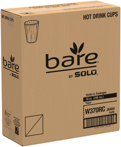 Bare® by Solo® CUP PAPER HOT SINGLE SIDED POLY WRAPPED 10 OZ