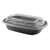 Container Plastic Black Combo W/ Clear Dome Lid 24 Oz